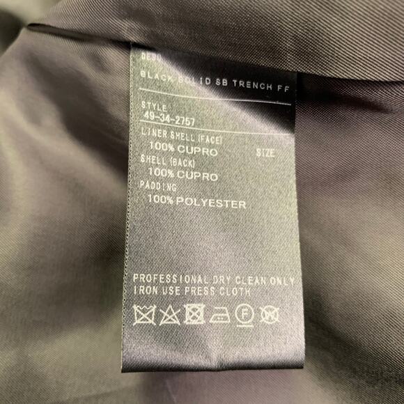 BARNEYS NEW YORK Size 46 Black Cotton Hidden Buttons Trench Coat - Picture 7 of 10